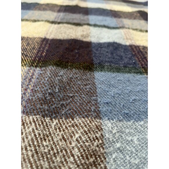 LL Bean Vintage Classic Light Blue Purple Plaid Soft Wool Throw Blanket ~49 x 51 - Picture 3 of 13